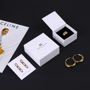 Boyang Custom Fashion Design White PU Leather Women Ring Earing <b>Box</b> Jewelry Packaging Boxes Luxury - Product Image 3