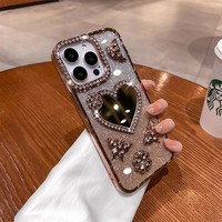 Étui de téléphone portable Android pour femmes avec miroir en diamant, design tendance, coque arrière élégante pour filles