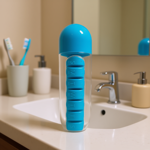 Boîte à pilules Myrva en plastique bleu, étui de rangement hebdomadaire pour 7 jours, pour l'organisation des médicaments - Product Image 2