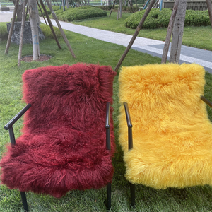 Cojín de Piel de Oveja Sintética Tibetana de Lana Rizada Larga Eco-tan, Piel de Cordero Mongol - Product Image 3