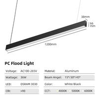 Lampe suspendue LED linéaire moderne noire et blanche, corps en aluminium, pour bureau, couloir, centre commercial, supermarché, projet d'éclairage