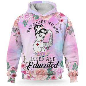 Sudadera con Capucha Larga <span class=keywords><strong>de</strong></span> Invierno con Estampado <span class=keywords><strong>de</strong></span> Flores Rosadas en 3D Personalizada <span class=keywords><strong>para</strong></span> Enfermeras, Sudadera <span class=keywords><strong>de</strong></span> Poliéster Estampada <span class=keywords><strong>de</strong></span> Corte Regular <span class=keywords><strong>para</strong></span> Hombre y Mujer - Product Image 2