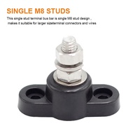 Bloc de distribution d'alimentation électrique automobile 1Way 250A 48VDC avec bornes à vis M8 en acier inoxydable à connexion par ressort