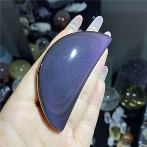 Cristal de Obsidiana Arcoíris Pulido al por Mayor, Tallado de Luna Creciente para Decoración del Hogar - Product Image 6