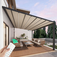 Pergola de luxe rétractable avec toit manuel en aluminium, membrane PVC imperméable, auvent pliant pour villa, patio, jardin, balcon extérieur, télécommande