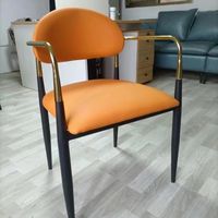 Chaise de table à manger moderne de thé au lait haut de gamme pour la maison, restaurant, accoudoir de luxe léger, dossier en métal, célèbre Internet