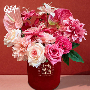 Venta al por mayor a granel de fábrica, rosas artificiales de terciopelo individuales, flor roja, blanca, azul, rosa, negra, púrpura, Rosa personalizada, flores decorativas - Product Image 1