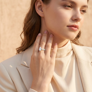 Nuovo Design di Lusso 2026 <span class=keywords><strong>Gioielli</strong></span> Fini da Sposa S925 Set di Anelli Doppi a Doppio Strato per Donna con Moissanite Taglio Marquise 6*12 Scintillante - Product Image 2