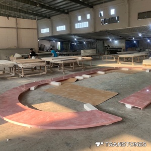 Hồng tấm thạch cao Tuyết hoa nhân tạo thạch anh Countertop mờ tường Bảng điều khiển linh hoạt đá mỏng gạch Trần - Product Image 3