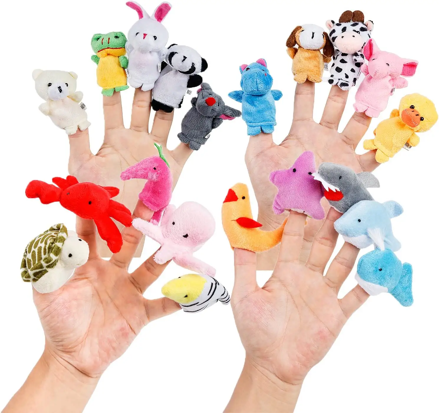 Ensemble de marionnettes à doigt pour bébé, 10 pièces, poupée en peluche avec animaux, dessin animé, famille, marionnettes à main, tissu, théâtre, jouets éducatifs pour enfants, cadeaux