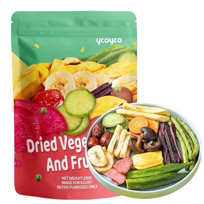 ycoyco OEM crispy fruits 250grams vegetable and fruit chips dried mix fruit and vegetables crispy vegetable