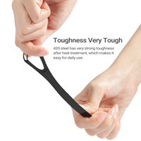 Raspador de lengua de acero inoxidable negro Cuidado bucal Limpieza Herramientas de higiene Limpieza de lengua Raspador de mal aliento