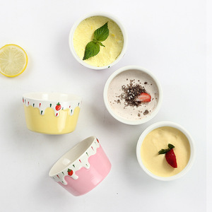 Vente en gros de bols à gâteau en céramique style Instagram, bols à dessert roses, bols à yaourt créatifs et coupes à soufflé faites à la main - Product Image 1