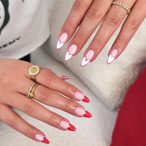 24 pièces de <span class=keywords><strong>faux</strong></span> ongles couverture complète pré-conçu à la mode personnalisé doux <span class=keywords><strong>rouge</strong></span> <span class=keywords><strong>blanc</strong></span> amour conception Simple ABS ongles de doigt en gros - Product Image 1