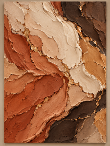 Dipinto a Olio Astratto 3D in Terracotta Marrone Ruggine su Tela con Texture di Pietra Venata Dorata, Arte Murale per Hotel e Ville di Lusso - Product Image 5