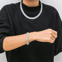 Collar de cadena cubana de aleación con diamantes, joyería de lujo estilo hip hop para hombre, venta al por mayor de collares para hombre
