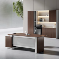 Bureau de direction contemporain avec design éco-responsable et durable, et tiroirs de rangement pour bureau à domicile et appartement