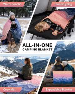 Couverture de voyage d'extérieur légère et compressible en duvet, résistante à l'eau, chaude et moelleuse, idéale pour le camping, la randonnée et les pique-niques - Product Image 5