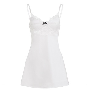 Vestido Camisero Sexy Tejido con Aberturas y Lazos, Corto, Elegante, para Uso Diario, Liso, Natural, Lavable - Product Image 6