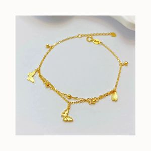 Xinfly Pulseras de Cadena con Hojas y Mariposas de Oro Real de 18K de Alta Calidad para Mujer - Product Image 1