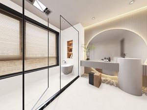 핫세일 미끄럼 방지 욕실 타일 400x800mm 포세린 새틴 마감 타일 바닥용 표준 밀키 화이트 대리석 포세린 타일 - Product Image 2