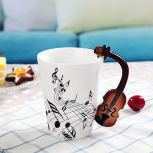 Divertida forma de violín mango dibujos animados mágicos <span class=keywords><strong>3D</strong></span> taza de música de cerámica taza de leche música taza de café taza creativa - Product Image 2