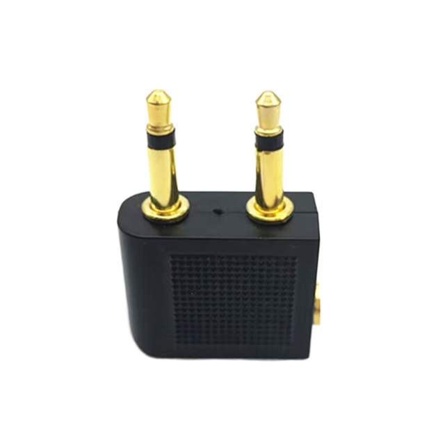 Aviation Headset Adapter 3.5mm Female to Dual Male Copper Contact IP65 ABS Housing Square Connector for Audio Conversion