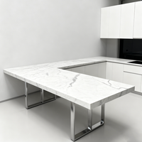 Grande dalle de quartz technique Calacatta Quarts pour plans de travail de cuisine modernes et utilisation hôtelière, conception de modèle 3D