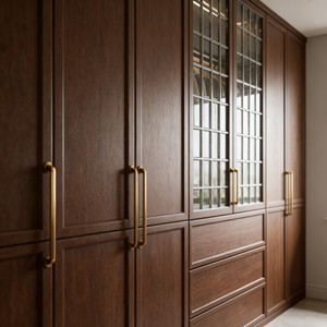 Armoire combinée de qualité à succès, design moderne modulaire bicolore avec verre noir et accents dorés pour les chambres à coucher - Product Image 4