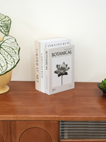 Boîte décorative rectangulaire en forme de faux livre à motif botanique français, en papier, pour ornement de meuble d'hôtel