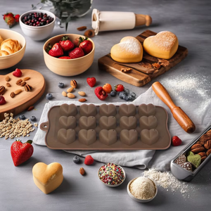 Premium Silicone <span class=keywords><strong>Coeur</strong></span> Mold15-Cavity 3D Bonbons <span class=keywords><strong>Moule</strong></span> Crème Glacée Gâteau <span class=keywords><strong>Moule</strong></span> Chocolat Réutilisable Dessert Outil - Product Image 5