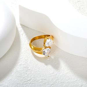 แหวนแฟชั่นสแตนเลสดีไซน์เปิดรูปทรงเรขาคณิตไม่สม่ำเสมอสำหรับผู้หญิงของขวัญเครื่องประดับ - Product Image 2