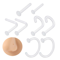 Transparent Glass C-Shaped L-Shaped Curved Rod Invisible Nose Stud Ear Bone Nail Earring Piercing Navel Retainer Unisex Body
