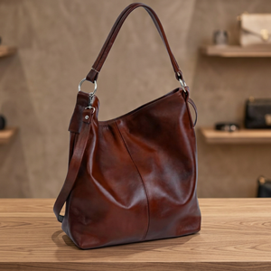 Pochette bandoulière pour femme de style européen, 100% cuir véritable, légère, imperméable, durable, grande capacité, fermeture à glissière - Product Image 2
