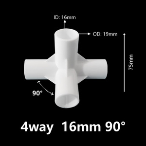 צ 'אנג בן לבן/שחור בקוטר 16 מ "מ ישר המרפק 4-כיווני 60/90/120/45 מעלות חלק צינור <span class=keywords><strong>Pvc</strong></span> - Product Image 4