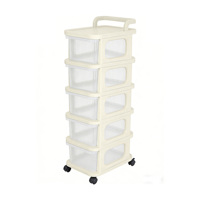 Chariot utilitaire moderne en plastique PP à cinq niveaux, multifonctionnel, type autoportant, capacité 3-4L, pour salon et chambre à coucher