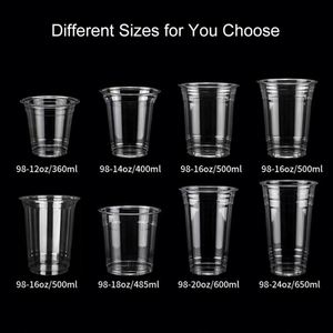 แก้วพลาสติกใส PET ขนาด 12oz 16oz  เส้นผ่านศูนย์กลาง 98 มม. พิมพ์โลโก้ตามสั่ง สำหรับเครื่องดื่มสมูทตี้ กาแฟเย็น และเครื่องดื่มเย็นอื่นๆ - Product Image 3