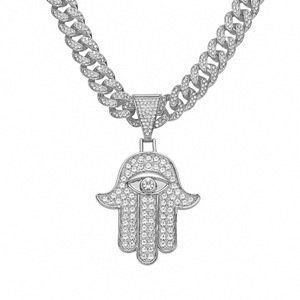 2026 Hot Selling Eyes Palm Shaped Geometric Pendant Necklace Personalized Hip Hop Style Men's Necklaces Trendy Jewelry Wholesale - Product Image 6