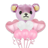Ballon Bobo transparent 24 pouces Ballon en film aluminium Cartoon 3D Teddy Bear Set Birthday Party Balloon decoration