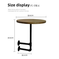 Petite table d'appoint murale de style industriel rétro avec cadre en fer forgé et plateau en bois de caoutchouc pour les salons de thé, les pâtisseries et les cafés