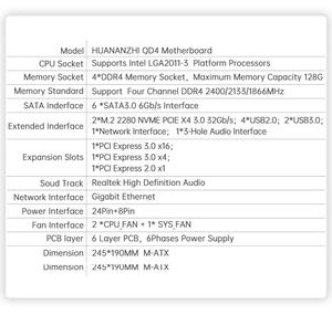 Carte mère X99 QD4 X99 XEON E5 X99 LGA2011-<span class=keywords><strong>3</strong></span> Toutes séries DDR4 RECC NON-ECC Mémoire USB3.0 SATA - Product Image 5