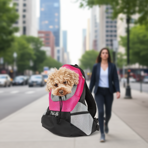 Sac à dos en maille pour animaux de compagnie Pet Life On-The-Go, pour les voyages, toutes saisons, fermeture éclair, style normcore, noir et rose - Product Image 2