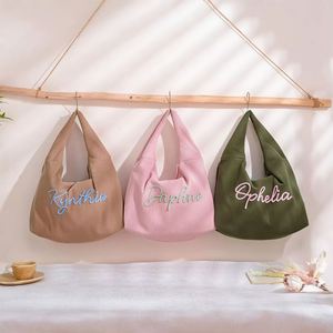 Custom Name Personalized Handmade Designer Large Capacity Casual Corduroy Women's Underarm Shoulder Bag Interior Pocket Zipper - Product Image 1