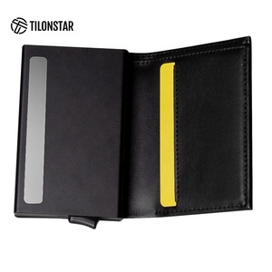 TILONSTAR TG203 Wholesale Leather Aluminium Push Button Wallet Case Automatic Pop up Rfid Blocking Credit <b>Card</b> <b>Holder</b> - Product Image 5