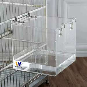 Kalın akrilik kuş banyosu ve otomatik besleyici kase şeffaf no-dökülme gıda konteyner asılı fincan papağan kafes için - Product Image 3