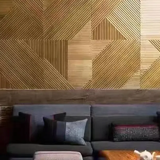 Stripe Drawing Room Decoración interior 3D Panel de pared de madera Mosaicos Decoración de pared de estilo japonés