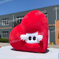 Cœurs gonflables décoratifs géants en peluche, cœur rose gonflable, ballon publicitaire en forme de cœur pour événement
