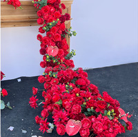 Chemin de table en roses artificielles en soie faites à la main, 2m, pour centre de table de mariage, décoration murale, événements, fêtes, Noël, rentrée scolaire, Moka
