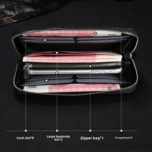 Bolso de mano de piel auténtica de cocodrilo <span class=keywords><strong>siamés</strong></span> tailandés, cartera larga informal de piel de vientre con patchwork - Product Image 3