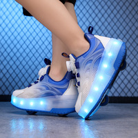 Chaussures de patin à roulettes lumineuses à LED pour enfants avec roues rétractables Chaussures de patinage sur glace pour enfants pour garçons Équipement de sport d'été